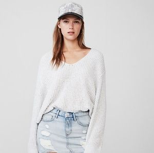 Deep V Neck Knit Long Sleeve Crop Sweater